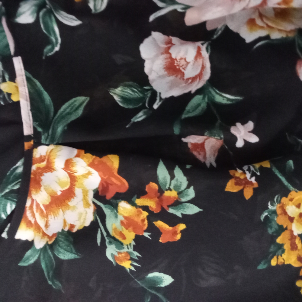 Floral Black Maxi Wrap Dress Size S Garden Boho Wedding Guest - Picture 5 of 6
